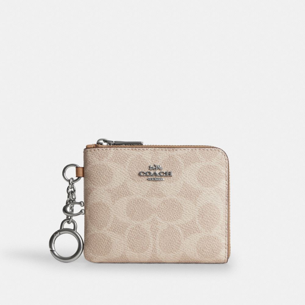 COACH®,Small Corner Zip Wallet In Signature Canvas,,Front View