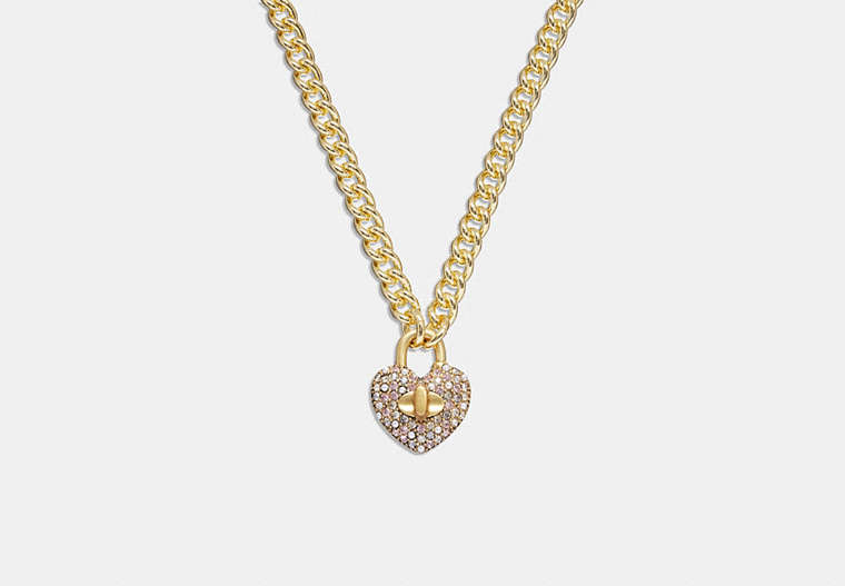 Heart Turnlock Pavé Chain Link Necklace