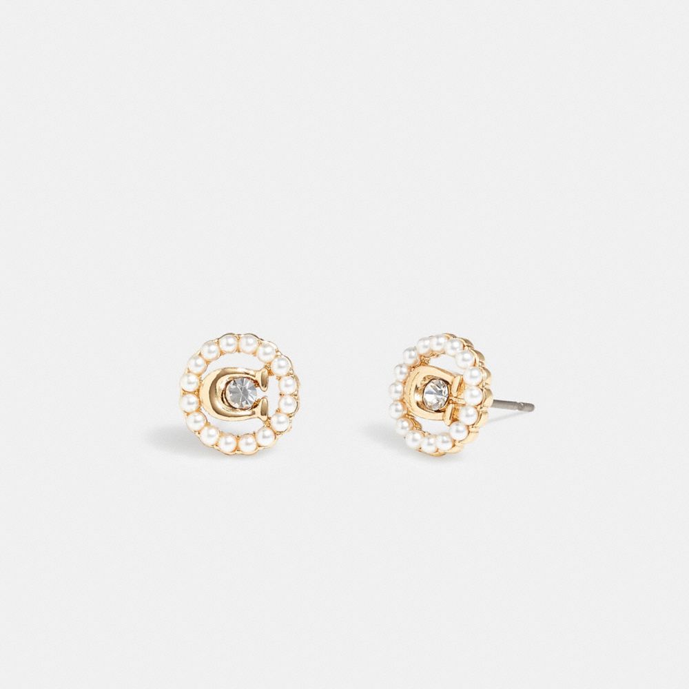 COACH®  Halo Pave 2 In 1 Stud Earrings