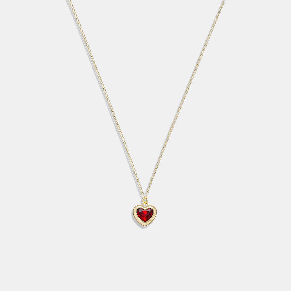 Coach Heart Pendant Necklace In Red