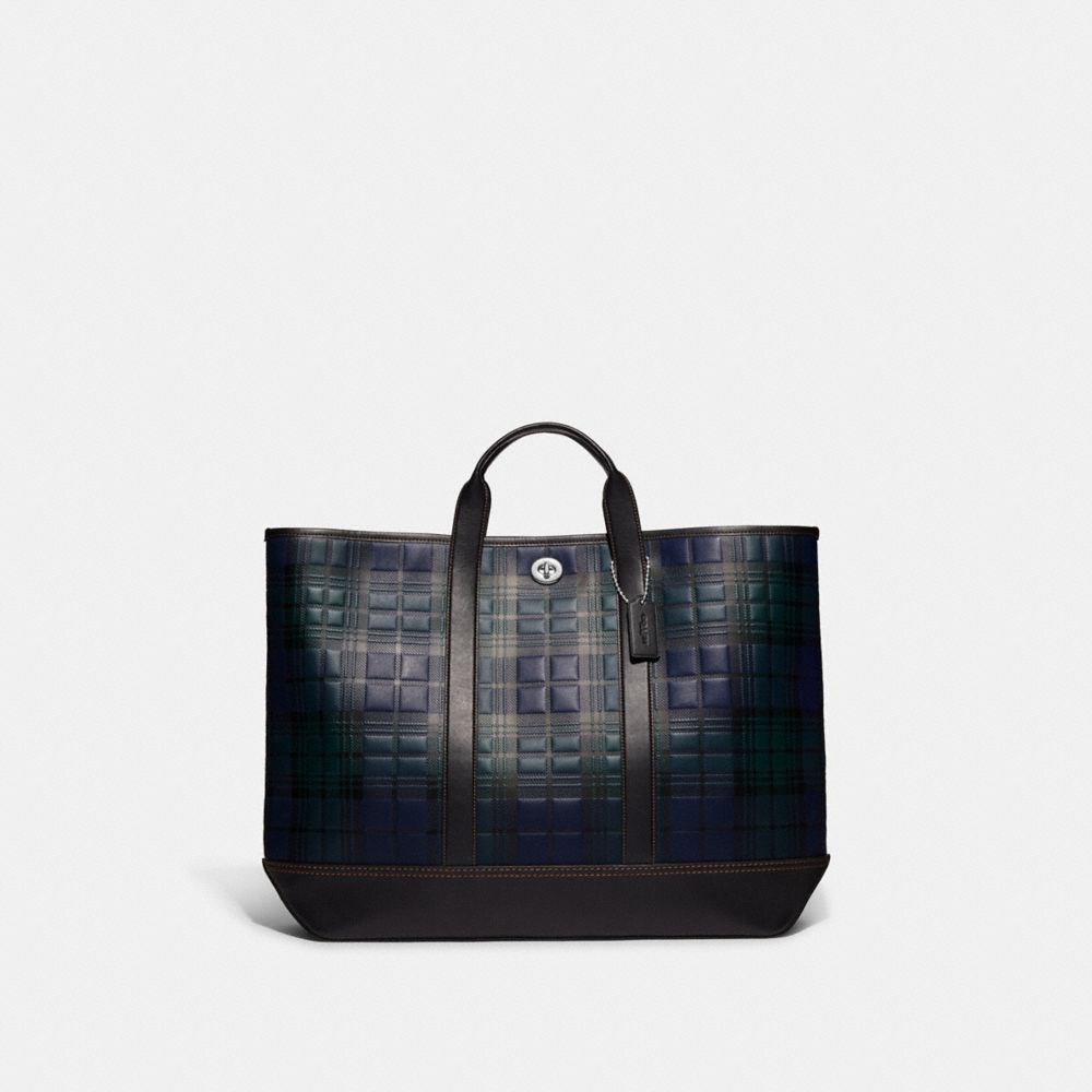 Toby Turnlock Tote With Plaid Print