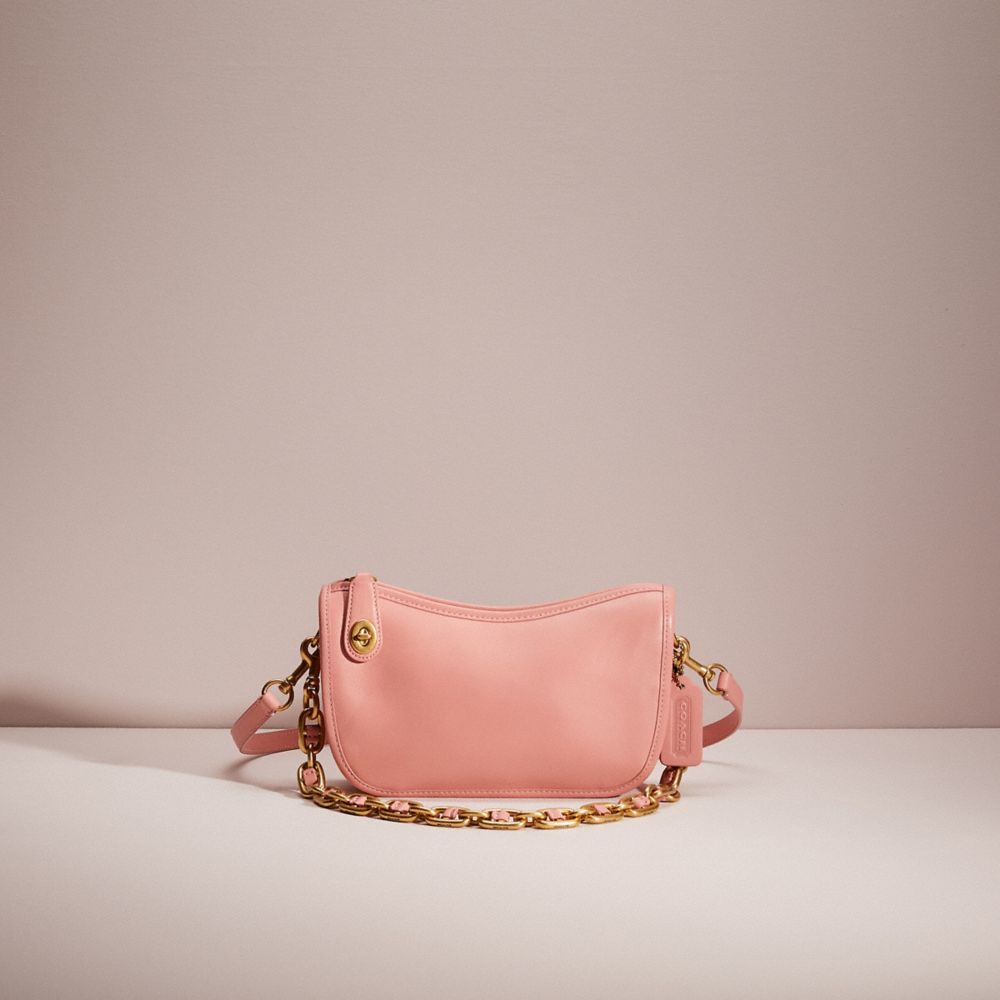 Coach Restored Swinger Bag With Chain In Brass/candy Pink