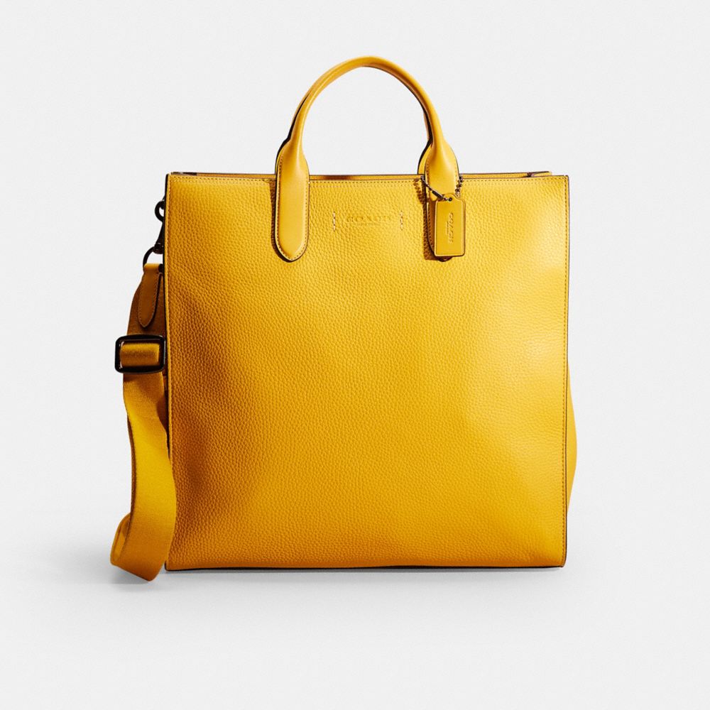 Coach Restored Gotham Tall Tote In Black Copper/canary