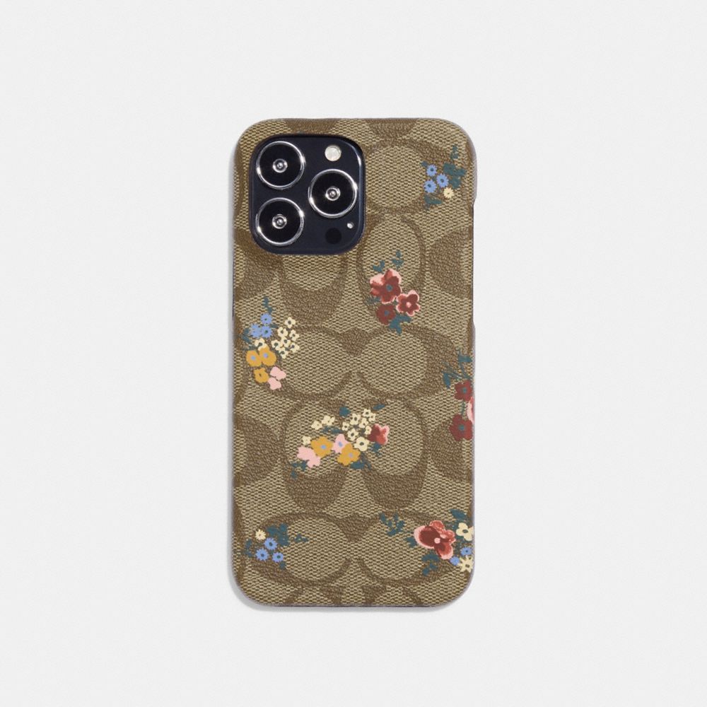 COACH® Iphone 14 Pro Case In Signature Canvas With Wildflower Print