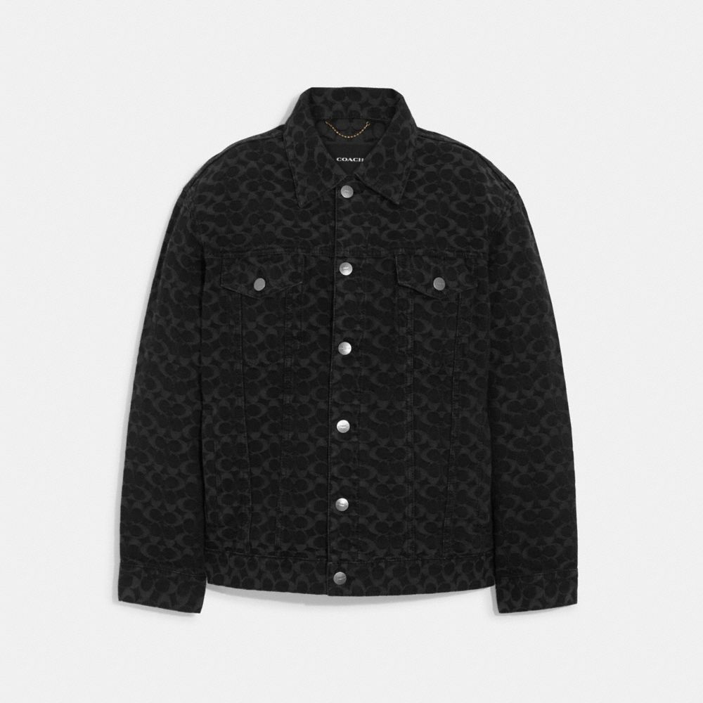 Coach Signature Jacquard Denim Jacket In Black | ModeSens