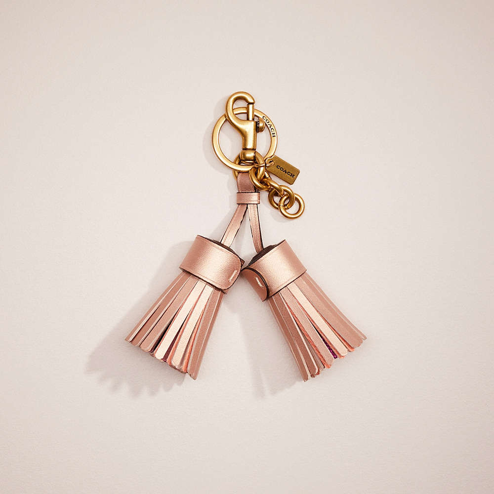 Coach Remade Colorblock Tassel Bag Charm In Pink/multi