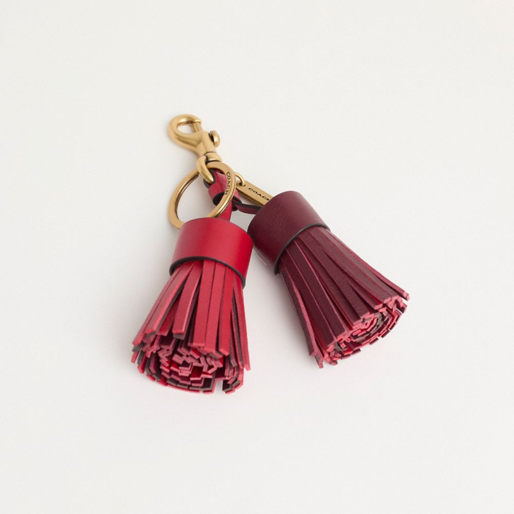 Coach Remade Colorblock Tassel Bag Charm In Red Multi