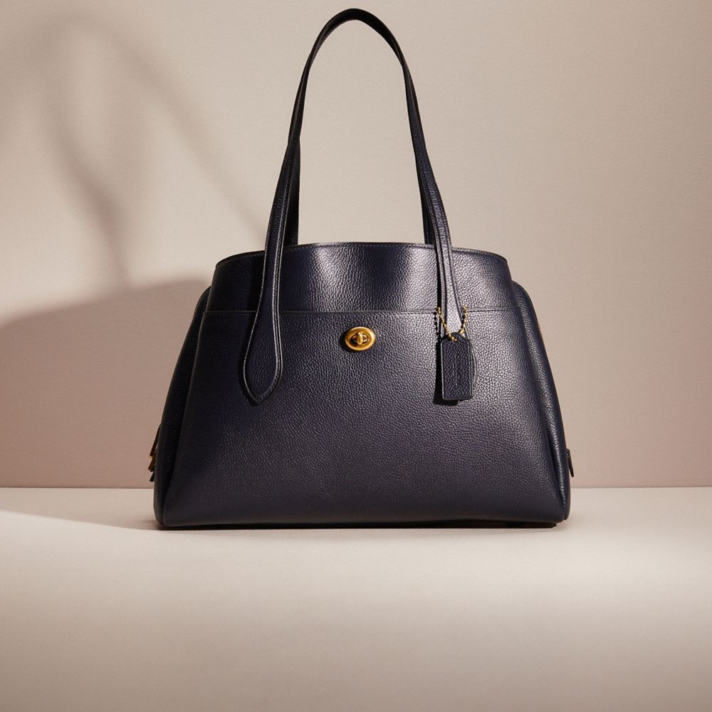 Coach Restored Lora Carryall In Brass/midnight Navy