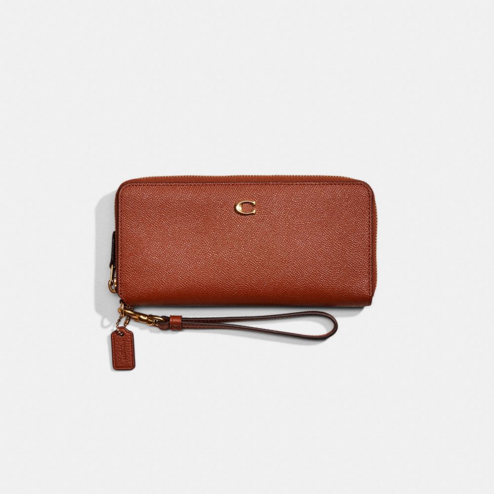 Coach Restored Continental Wallet In Brass/1941 Saddle