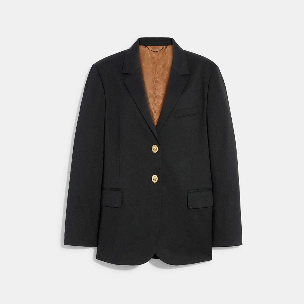 Coach Relaxed Blazer With Signature Lining In Black