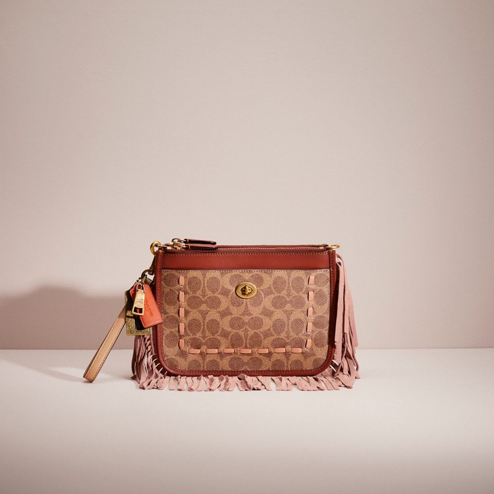 Coach Upcrafted Slim Turnlock Crossbody In Signature Canvas In Brass
