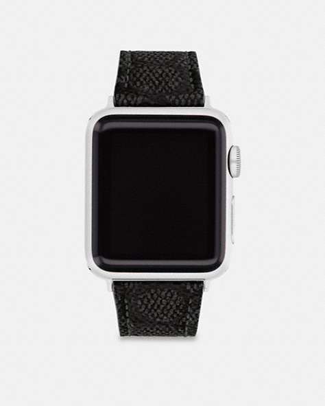 COACH®,APPLE WATCH® STRAP, 38MM, 40MM AND 41MM,Signature Coated Canvas,Charcoal,Front View
