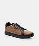 COACH®,LOWLINE LOW TOP SNEAKER IN SIGNATURE CANVAS,Signature Coated Canvas,Tan/Black,Front View