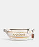 COACH®,WARREN BELT BAG WITH COACH STRIPE,Leather,Gunmetal/Chalk Multi,Front View
