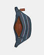 COACH®,WARREN BELT BAG WITH COACH STRIPE,Leather,Gunmetal/Denim Multi,Inside View,Top View