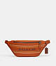 COACH®,WARREN BELT BAG WITH COACH STRIPE,Leather,Black Antique Nickel/Canyon Multi,Front View