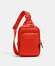 COACH®,TRACK PACK 14 IN SIGNATURE LEATHER,1 J/Red Orange,Front View