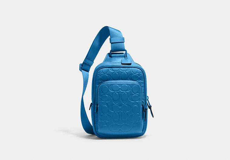 COACH®,TRACK PACK 14 IN SIGNATURE LEATHER,1 J/Blue Jay,Front View