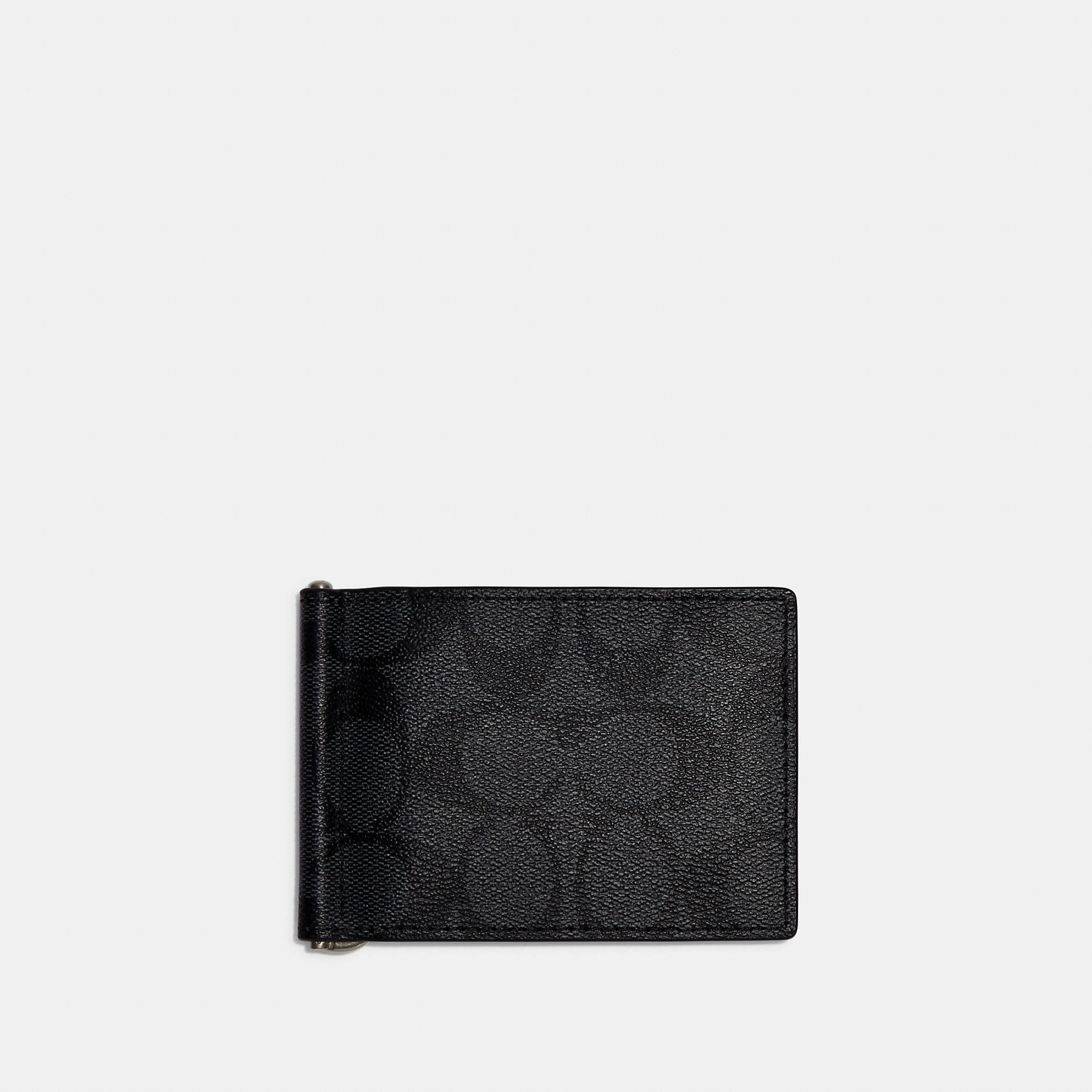 Shop Coach Outlet Slim Money Clip Billfold Wallet In Signature Canvas In Multi