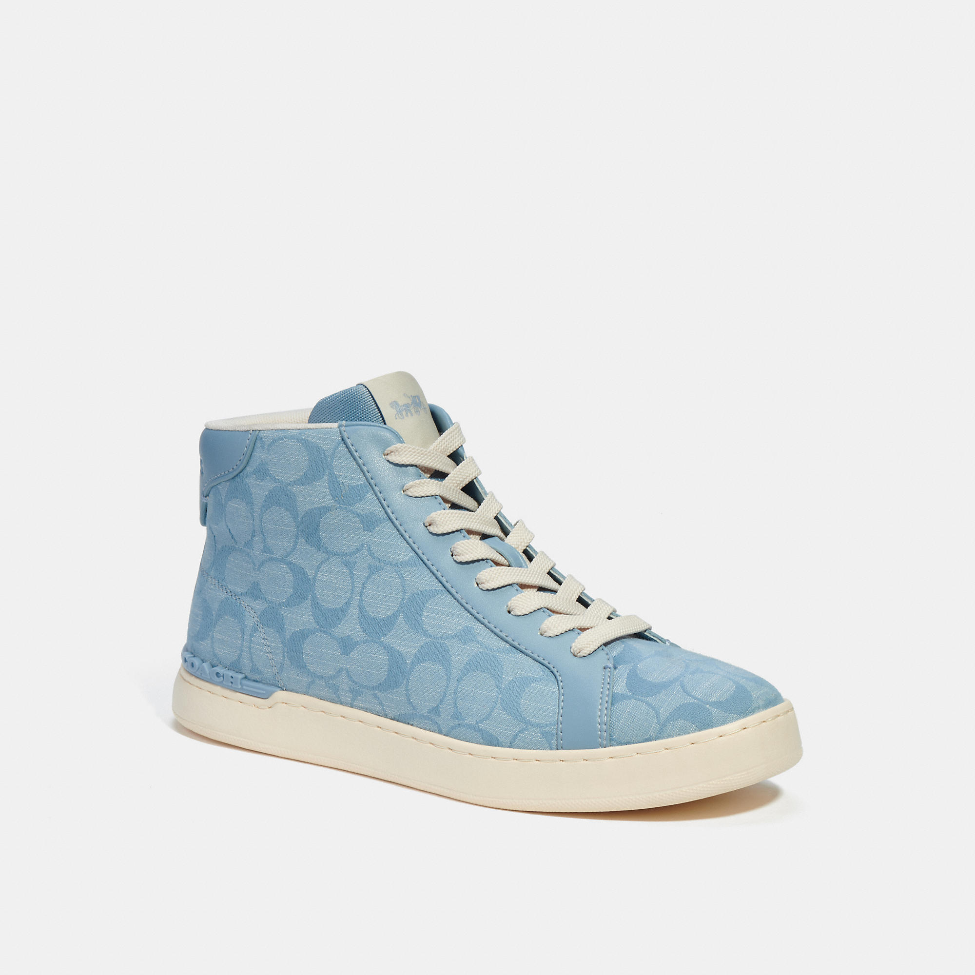 Coach Outlet Clip High Top Sneaker In Signature Chambray In Blue