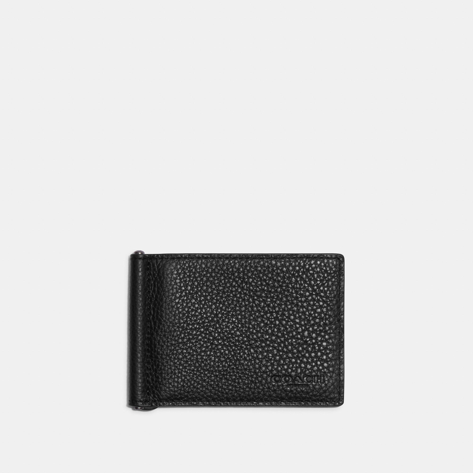 Coach Outlet Slim Money Clip Billfold Wallet In Black