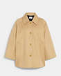 COACH®,TRENCHY SWING COAT,Cotton/Polyester,Light Khaki,Front View