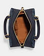 COACH®,SYDNEY SATCHEL IN SIGNATURE CHAMBRAY,Gold/Denim Multi,Inside View,Top View