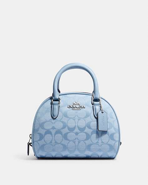 COACH®,SYDNEY SATCHEL IN SIGNATURE CHAMBRAY,Silver/Cornflower Multi,Front View