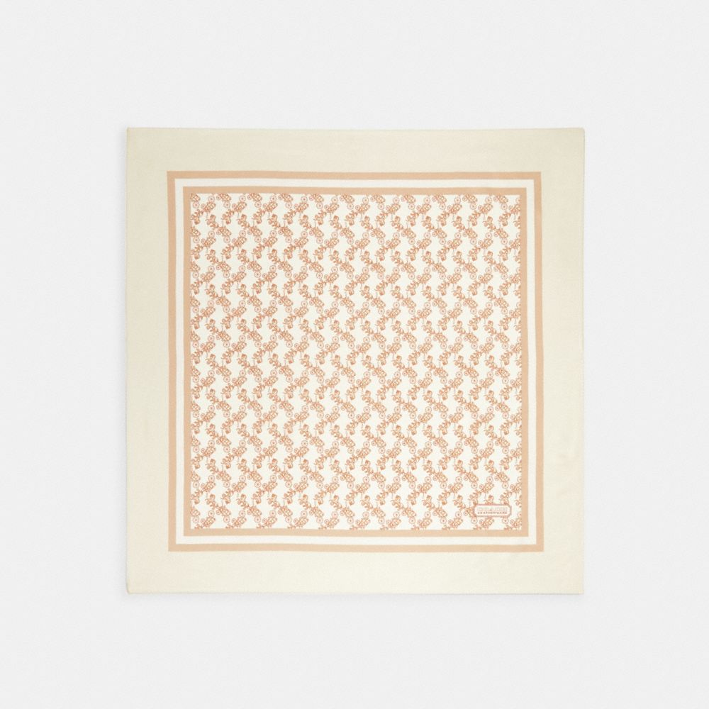 Coach Horse And Carriage Print Silk Square Scarf In Ivory