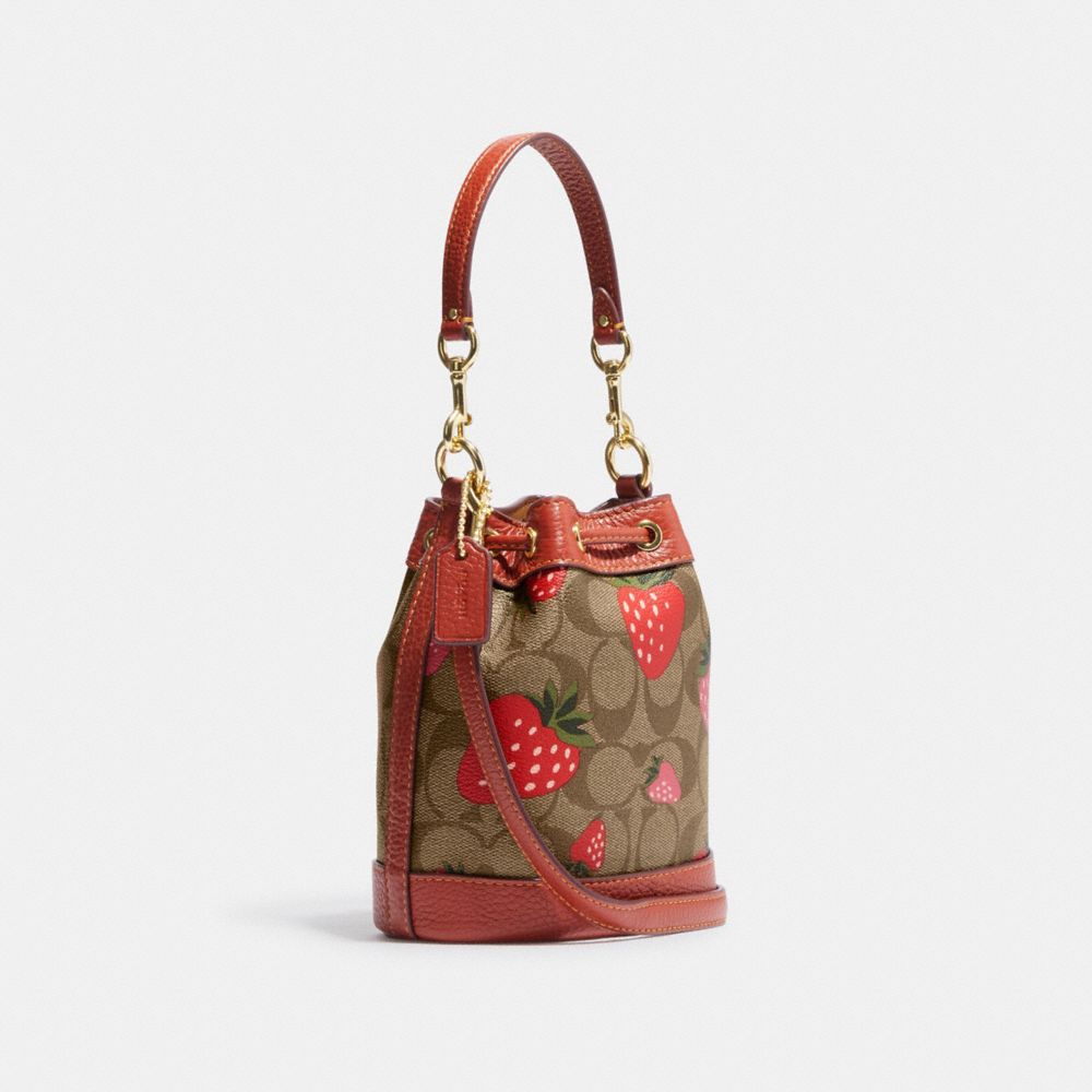 COACH® | Mini Dempsey Bucket Bag In Signature Canvas With Wild