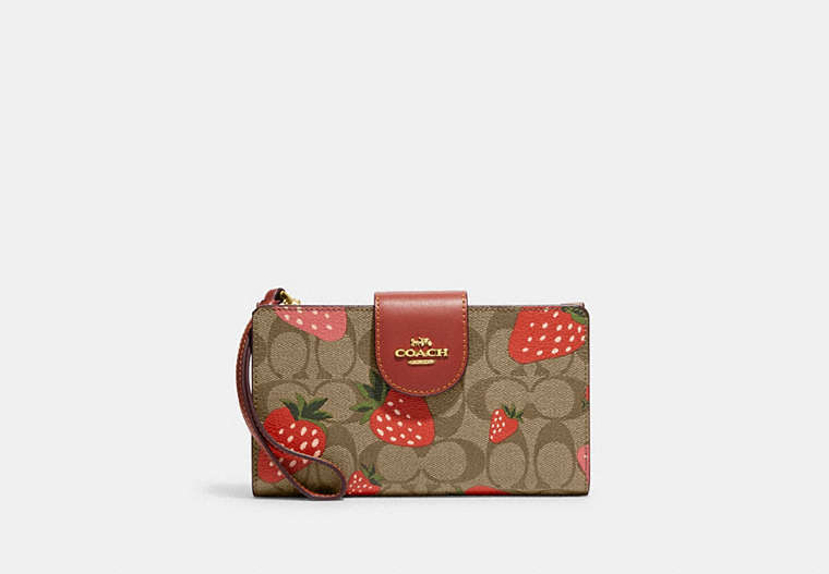 Tech Wallet In Signature Canvas With Wild Strawberry Print