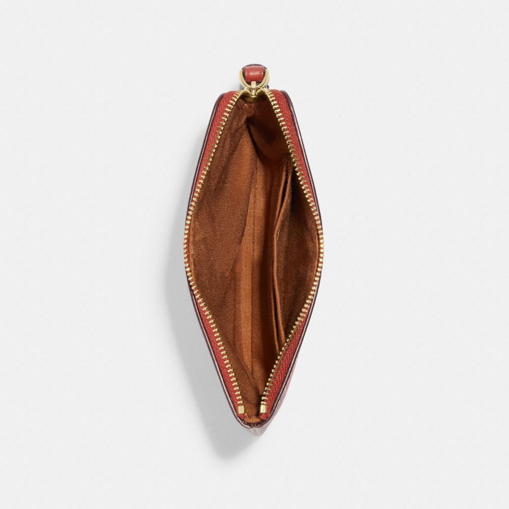 Corner Zip Wristlet In Signature Canvas With Wild Strawberry Print