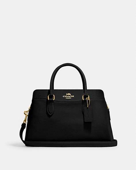 COACH®,DARCIE CARRYALL,Leather,Large,Anniversary,Gold/Black,Front View