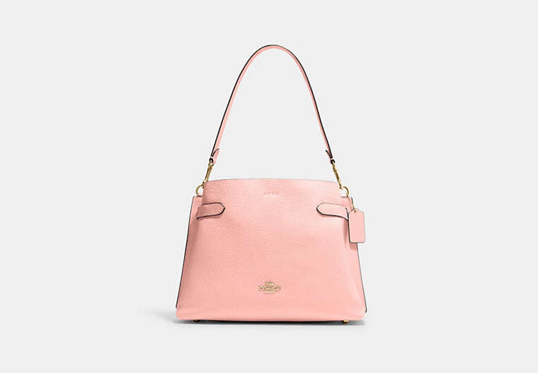 COACH®,HANNA SHOULDER BAG,Leather,Gold/Shell Pink,Front View