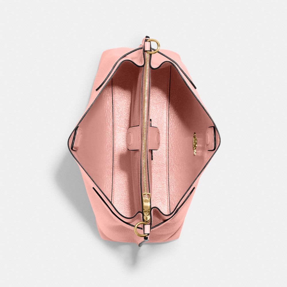 COACH®,HANNA SHOULDER BAG,Leather,Gold/Shell Pink,Inside View,Top View