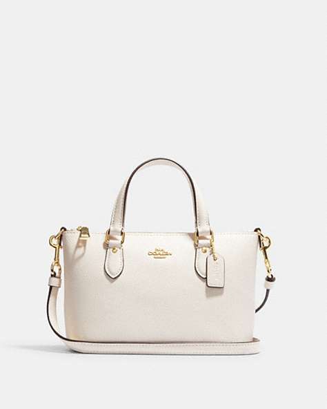 COACH®,MINI GALLERY CROSSBODY,Crossgrain Leather,Gold/Chalk,Front View