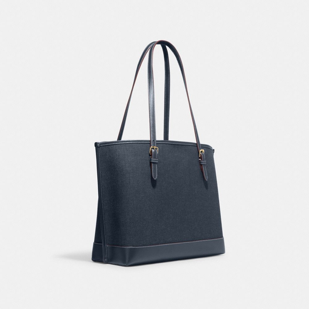 シルバーピーチ コーチ モリー トート ネイビー デニム スムースレザー