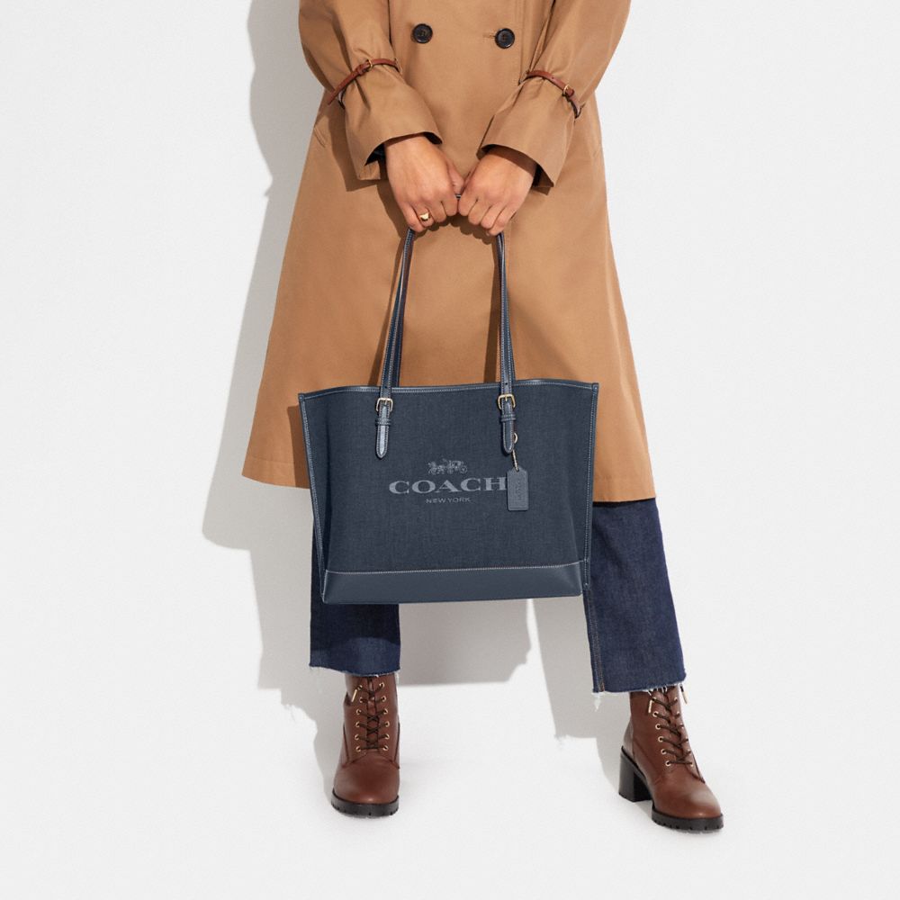 コーチ モリー トートバック ネイビー デニム スムースレザー 新品