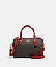 COACH®,ROWAN SATCHEL IN SIGNATURE CANVAS,pvc,Medium,Anniversary,Gold/Brown 1941 Red,Front View