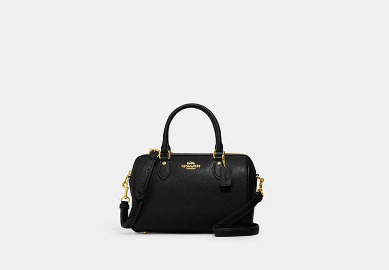COACH®,ROWAN SATCHEL,Leather,Everyday,Gold/Black,Front View