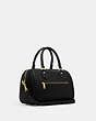 COACH®,ROWAN SATCHEL,Leather,Everyday,Gold/Black,Angle View