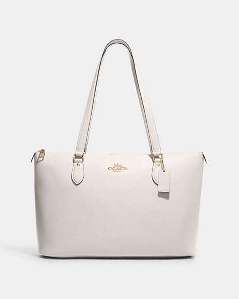 COACH®,GALLERY TOTE,Leather,Large,Everyday,Gold/Chalk,Front View