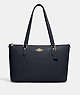 COACH®,GALLERY TOTE,Leather,Large,Everyday,Gold/Midnight,Front View