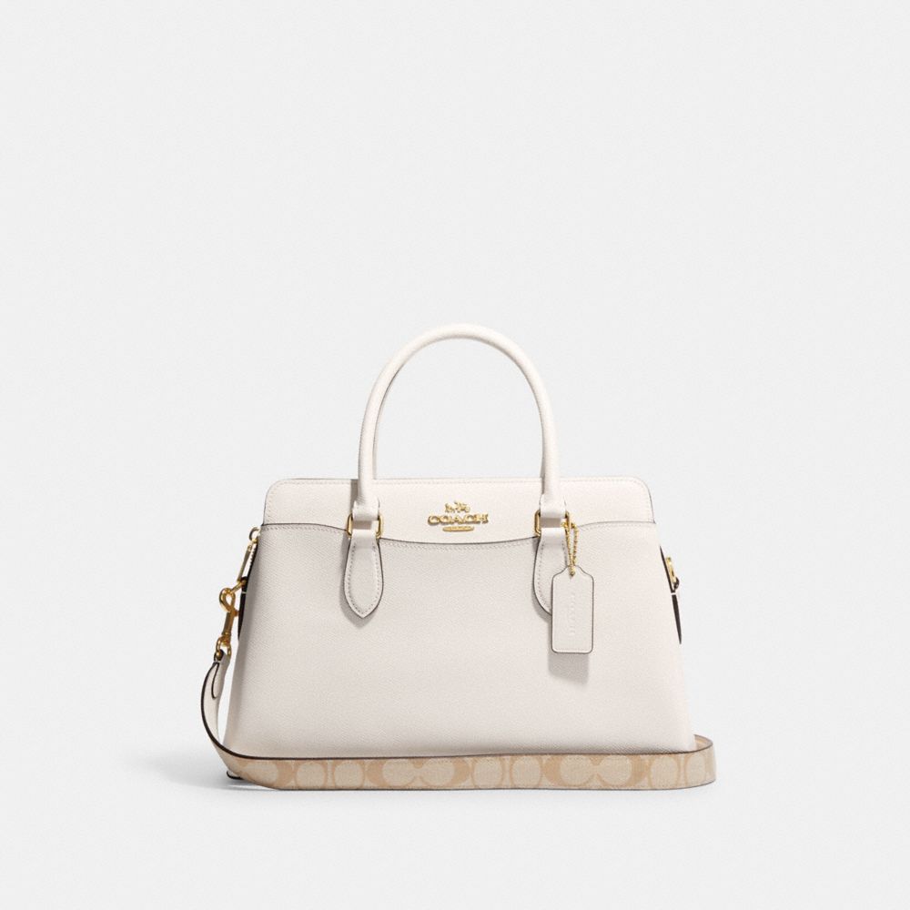 Coach White/Beige - Signature Canvas & Leather - Mini Darcie