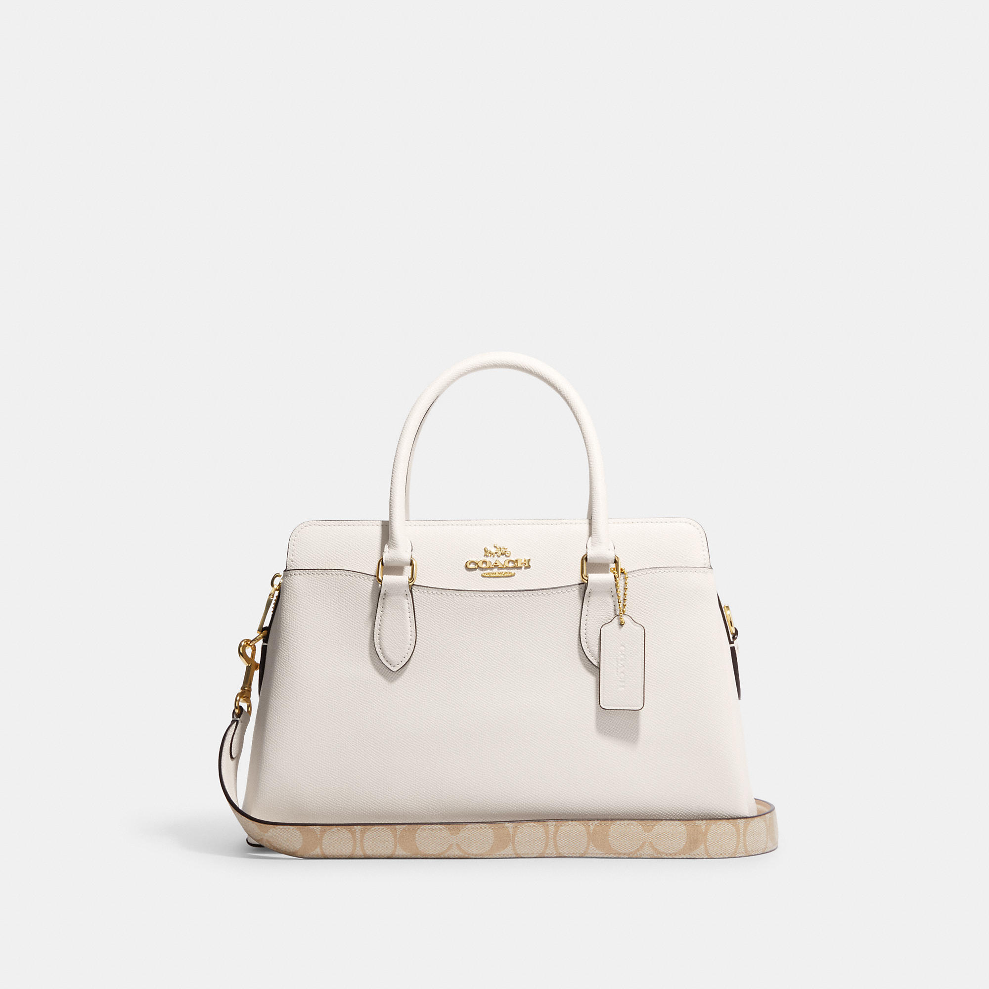 Coach Outlet Darcie Carryall With Signature Canvas Detail In Gold