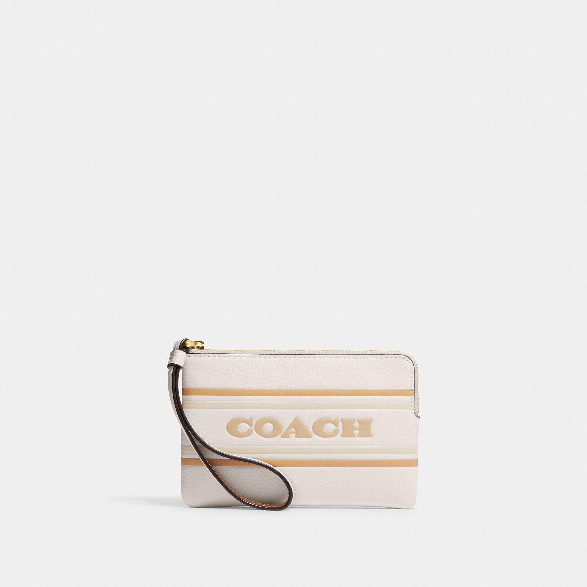 Coach Outlet Corner Zip Wristlet With Stripe In White