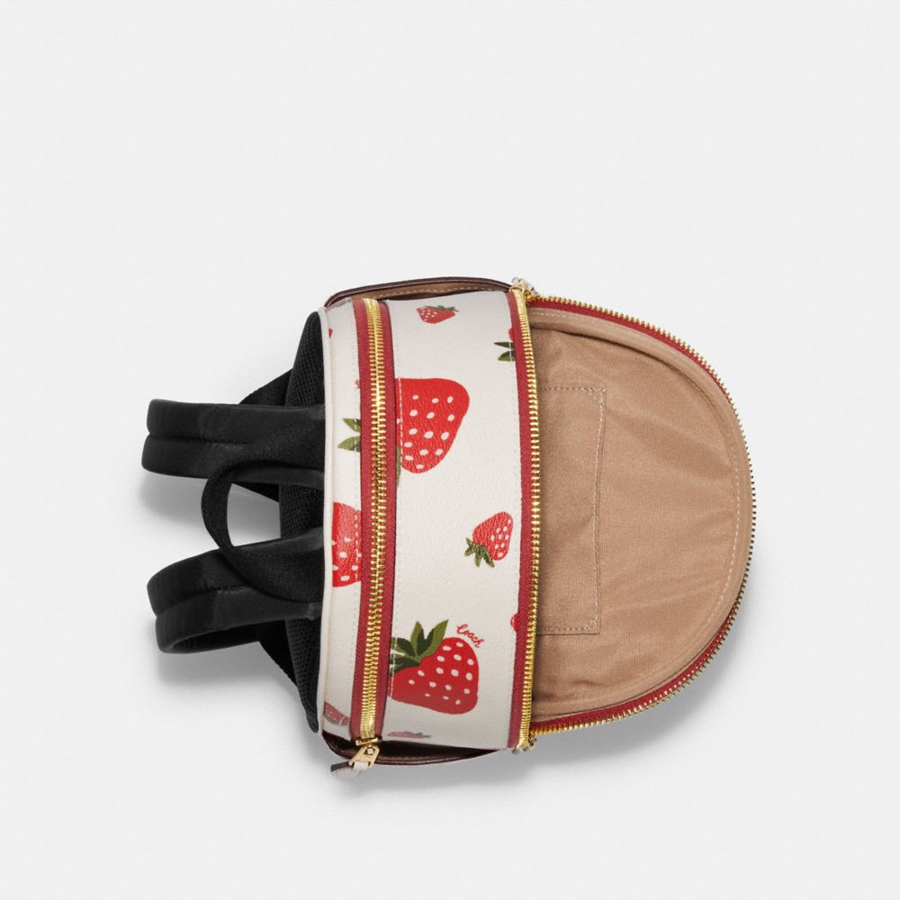 COACH® | Mini Court Backpack With Wild Strawberry Print