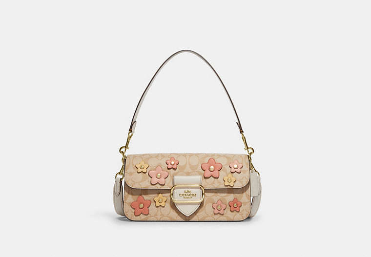 COACH® | Morgan Shoulder Bag In Signature Canvas With Floral Applique