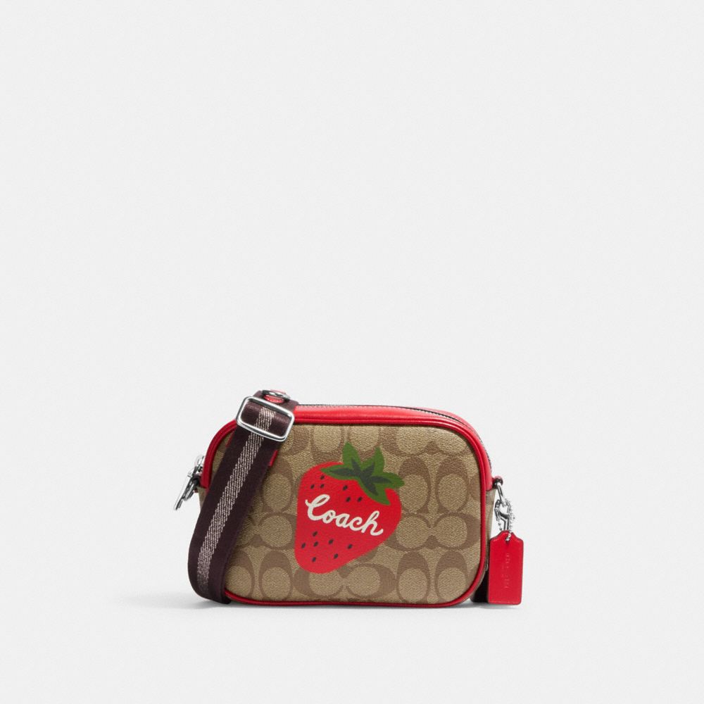 Mini Jamie Camera Bag In Signature Canvas With Wild Strawberry