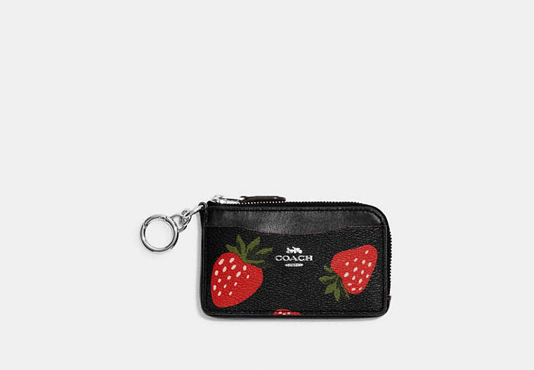 Multifunction Card Case With Wild Strawberry Print
